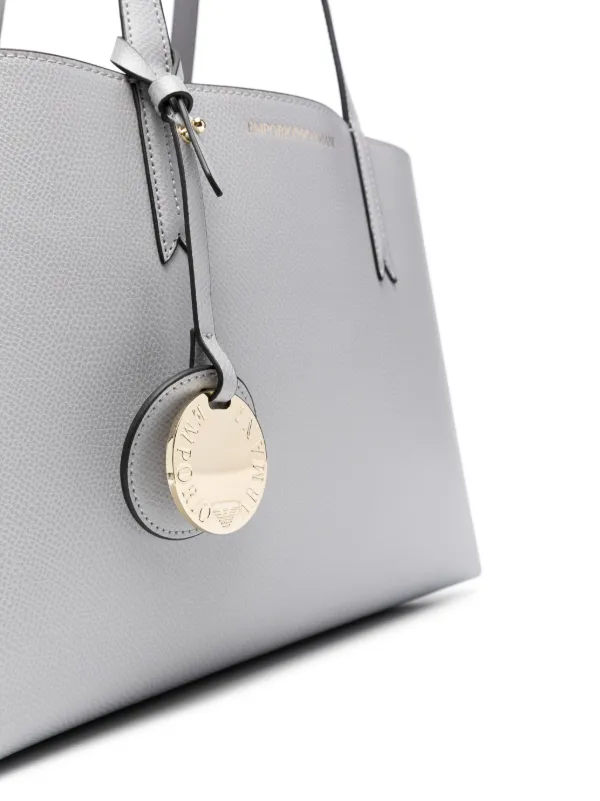 Emporio armani tote on sale bag with logo charm