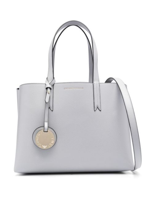 Emporio Armani logo-stamp grained tote bag Women