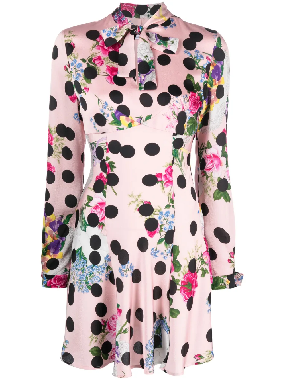 Image 1 of MSGM polka-dot pattern pussy-bow minidress