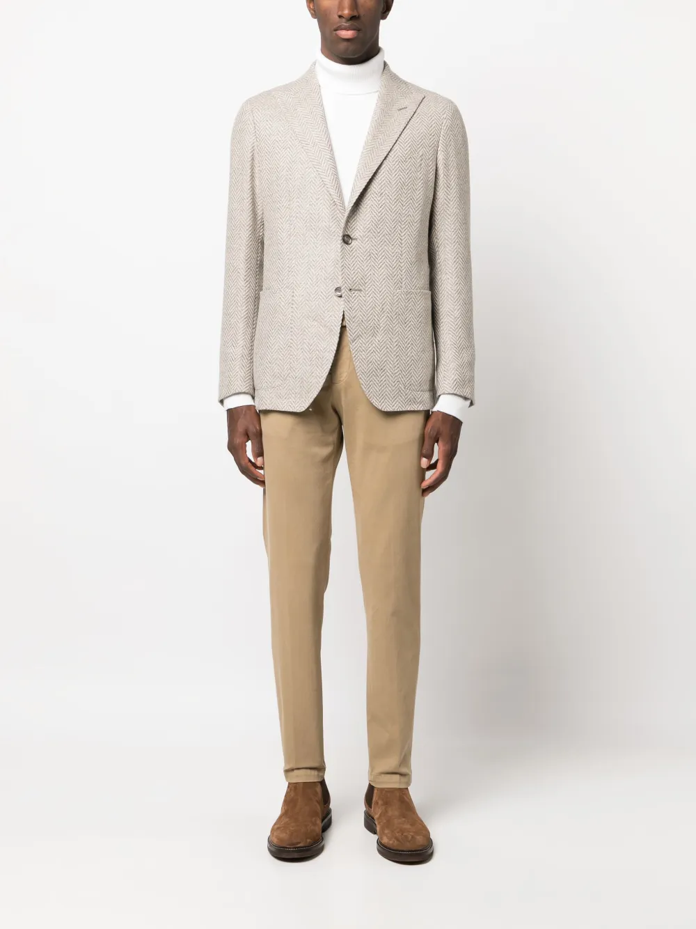 Tagliatore herringbone single-breasted blazer - Beige