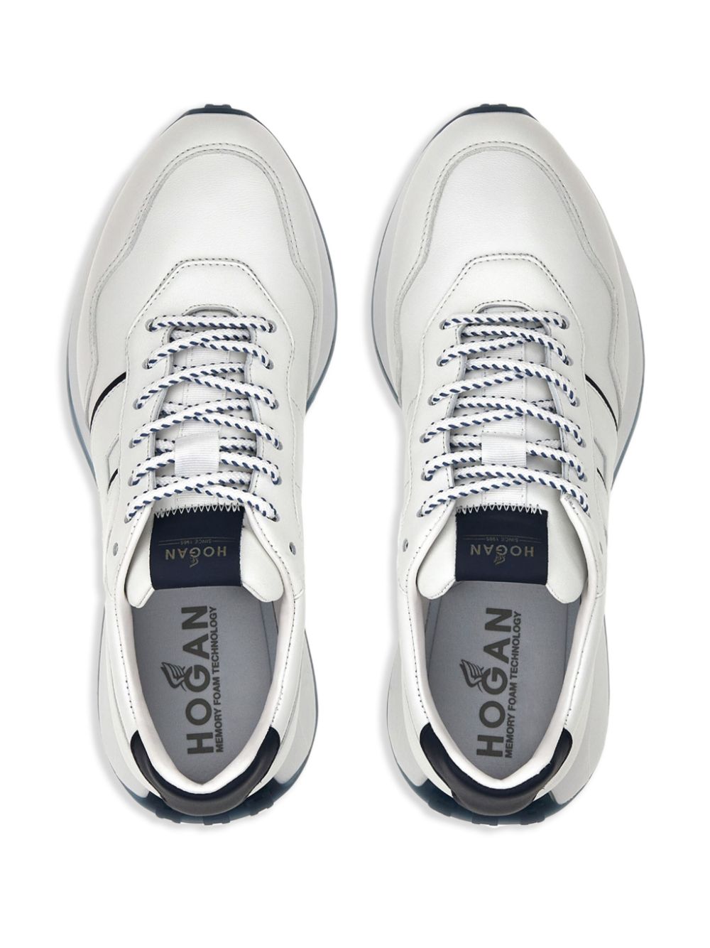 Shop Hogan Logo-patch Lace-up Sneakers In Weiss
