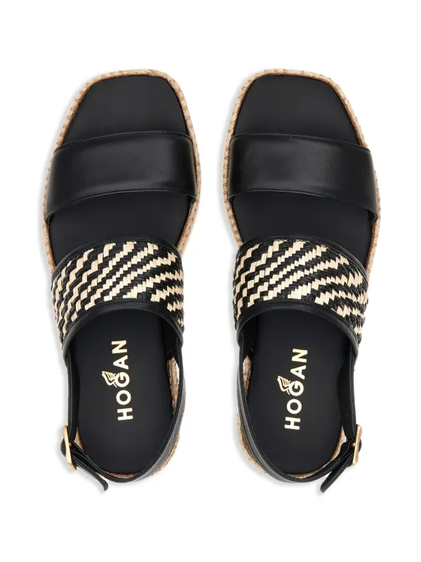 Hogan H660 Woven Leather Sandals | Black | FARFETCH UZ