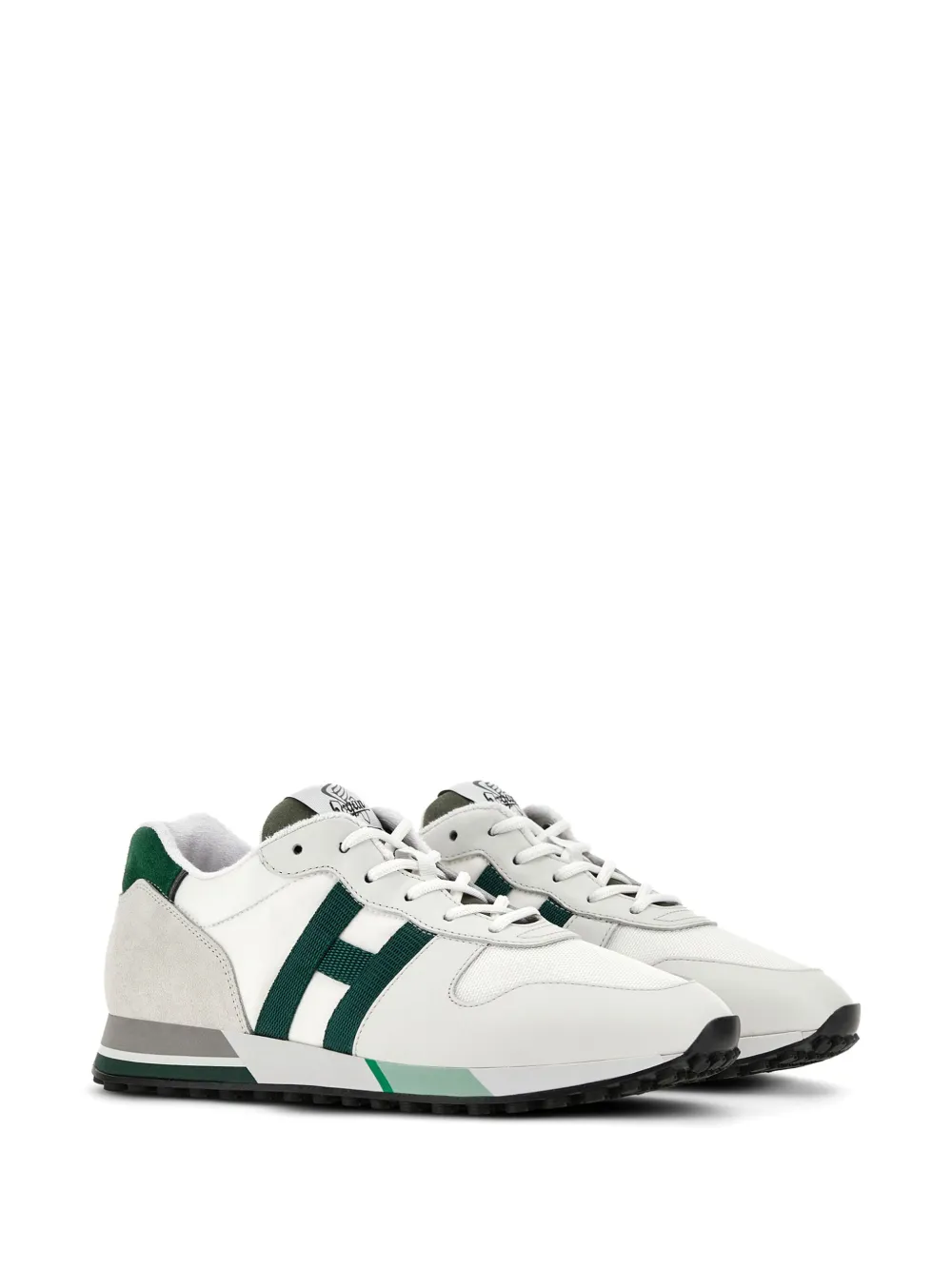 Shop Hogan Logo-patch Lace-up Sneakers In White