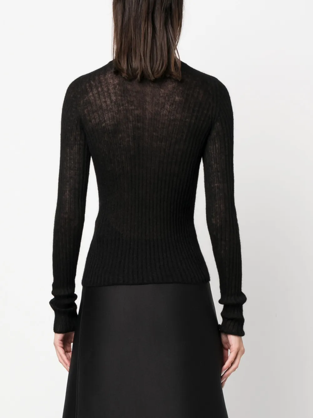 Shop Saint Laurent High-neck Ribbed-knit Jumper In Schwarz