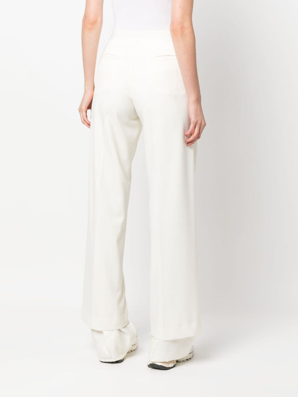 Shop Mm6 Maison Margiela High-waisted Flared Trousers In White
