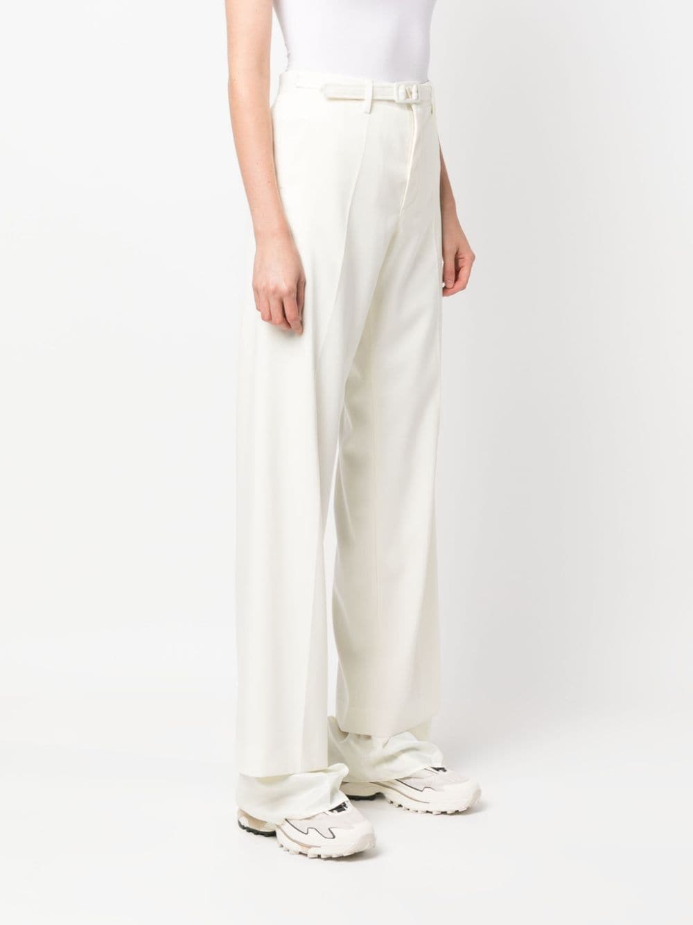 Shop Mm6 Maison Margiela High-waisted Flared Trousers In White