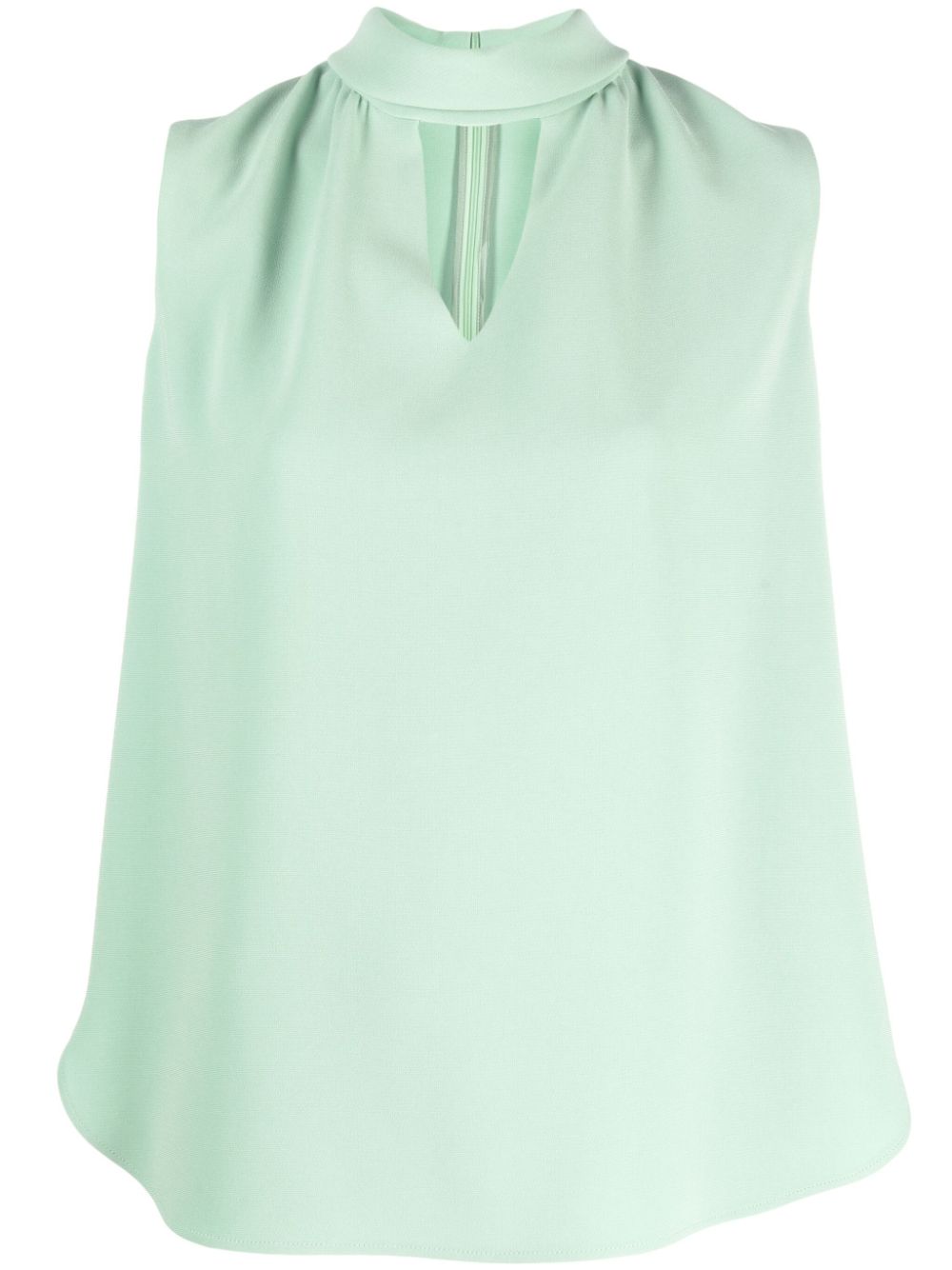 Shop Alberto Biani Cut-out Sleeveless Blouse In Green