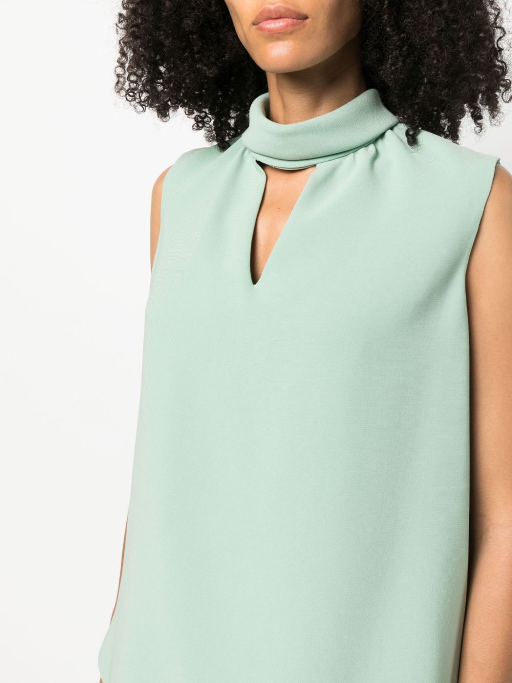 Shop Alberto Biani Cut-out Sleeveless Blouse In Green