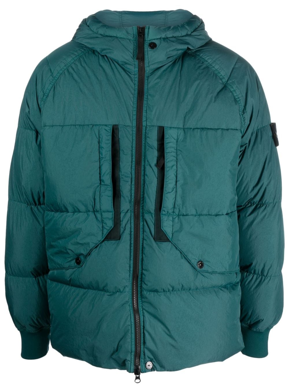 Shop Stone Island Compass-patch Padded Jacket In Blue