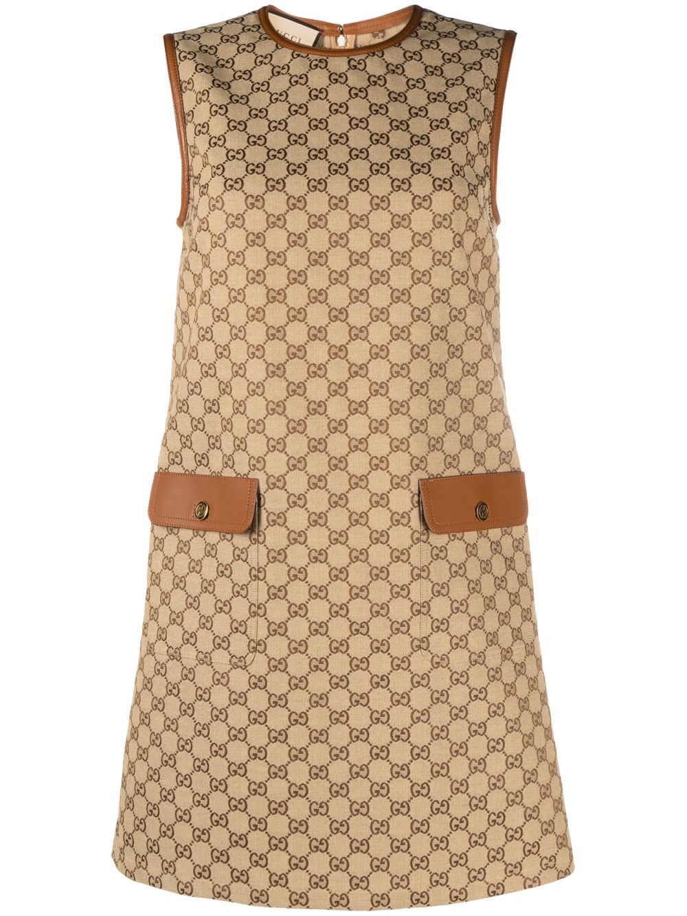 Shop Gucci Gg Supreme Sleeveless Minidress In Brown