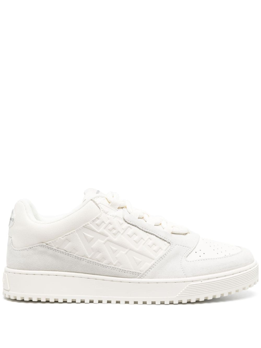Emporio Armani Official Store Leather And Suede Trainers With Ea Logo In White