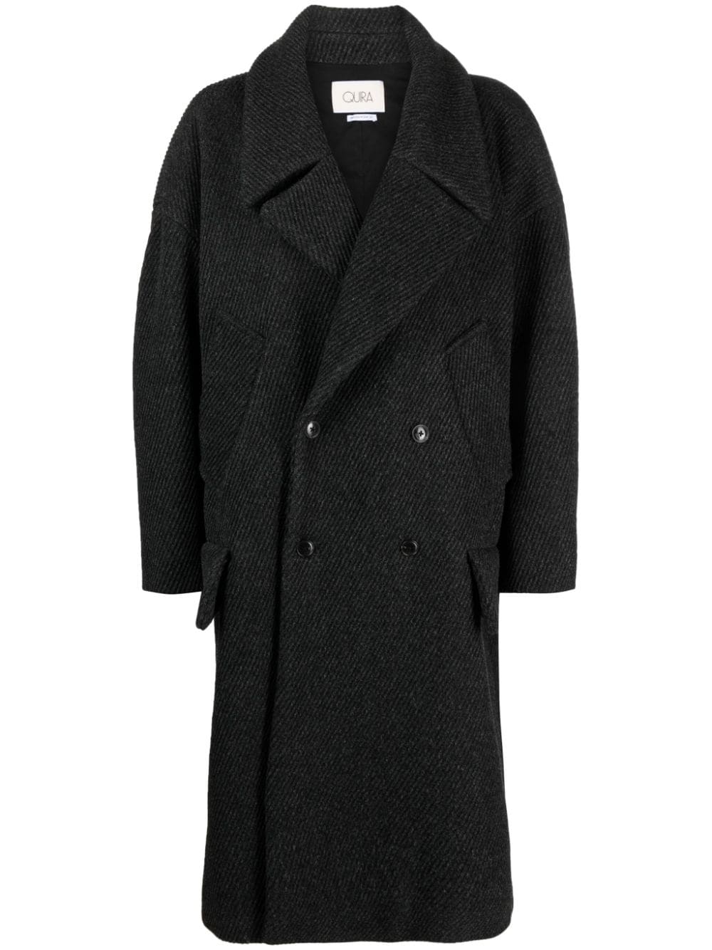 double-breasted virgin-wool coat