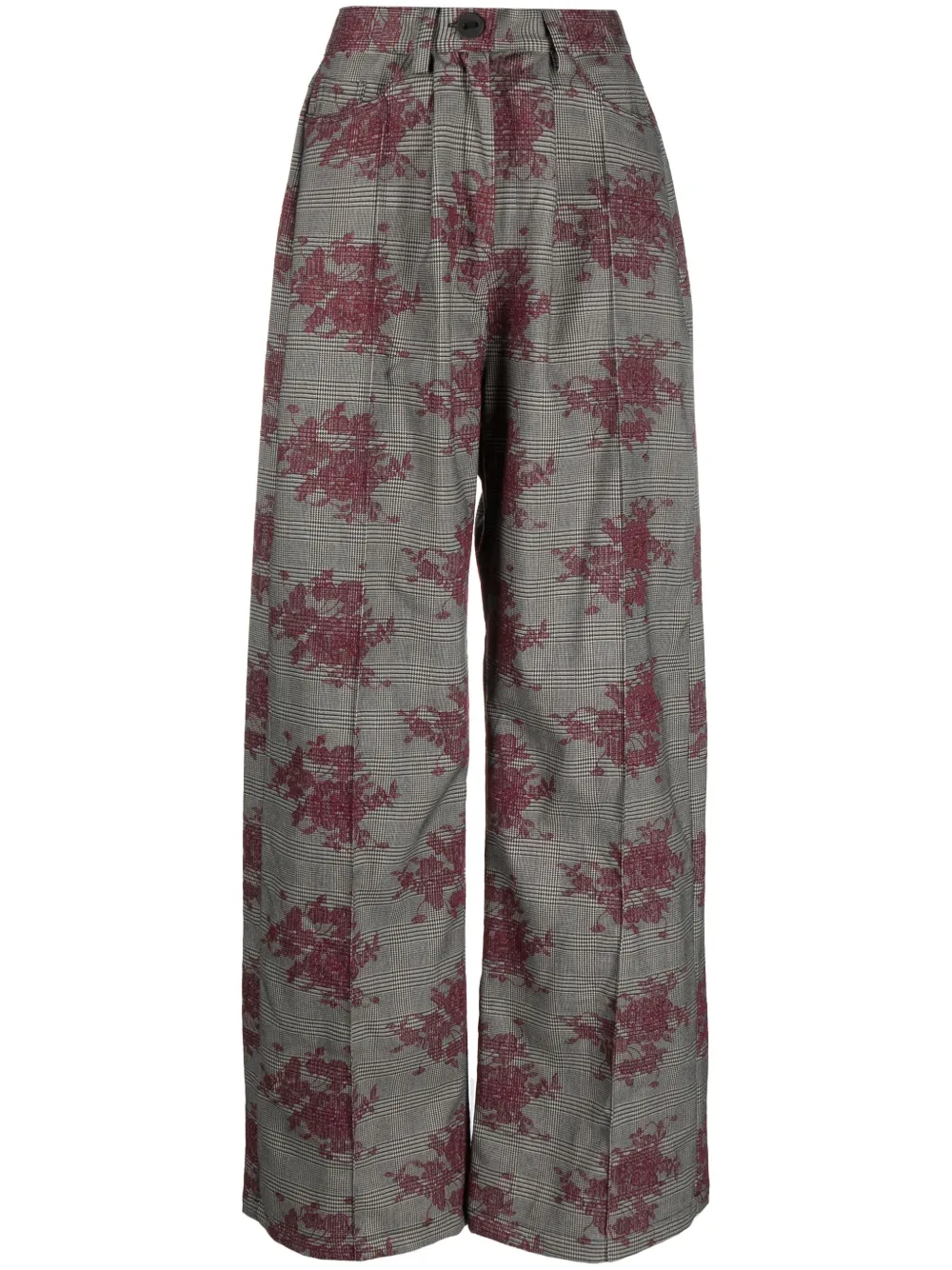 Barbara Bologna Geruite broek Grijs