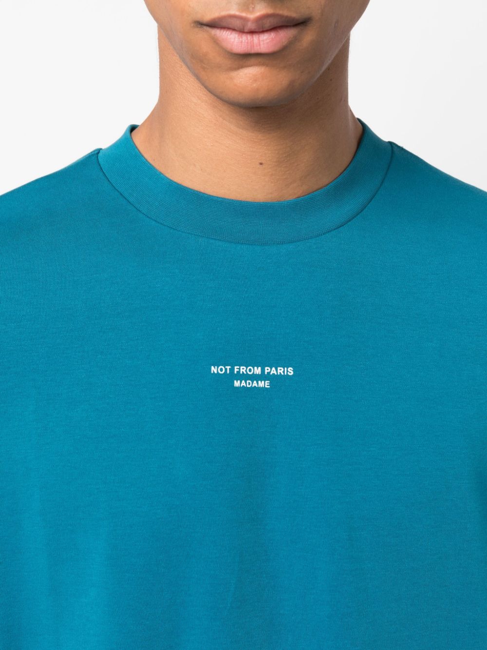 Shop Drôle De Monsieur Slogan-print Short-sleeve Cotton T-shirt In Blau