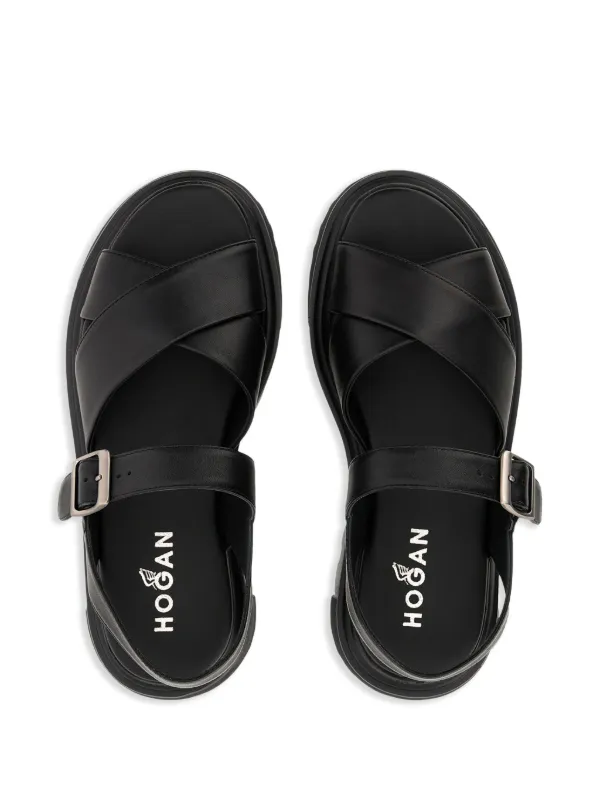 シューズ・サンダルその他 HOGAN Woman Flat sandals Black HXW6800FR700ZL B999 Sandals Hogan Skyscraper BLACK for Woman