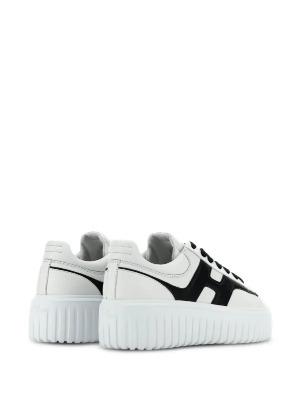 White sneakers with hot sale black stripes