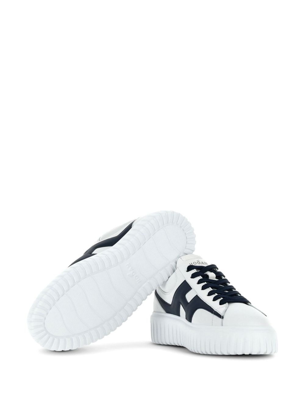 Shop Hogan H-stripes Leather Sneakers In Weiss