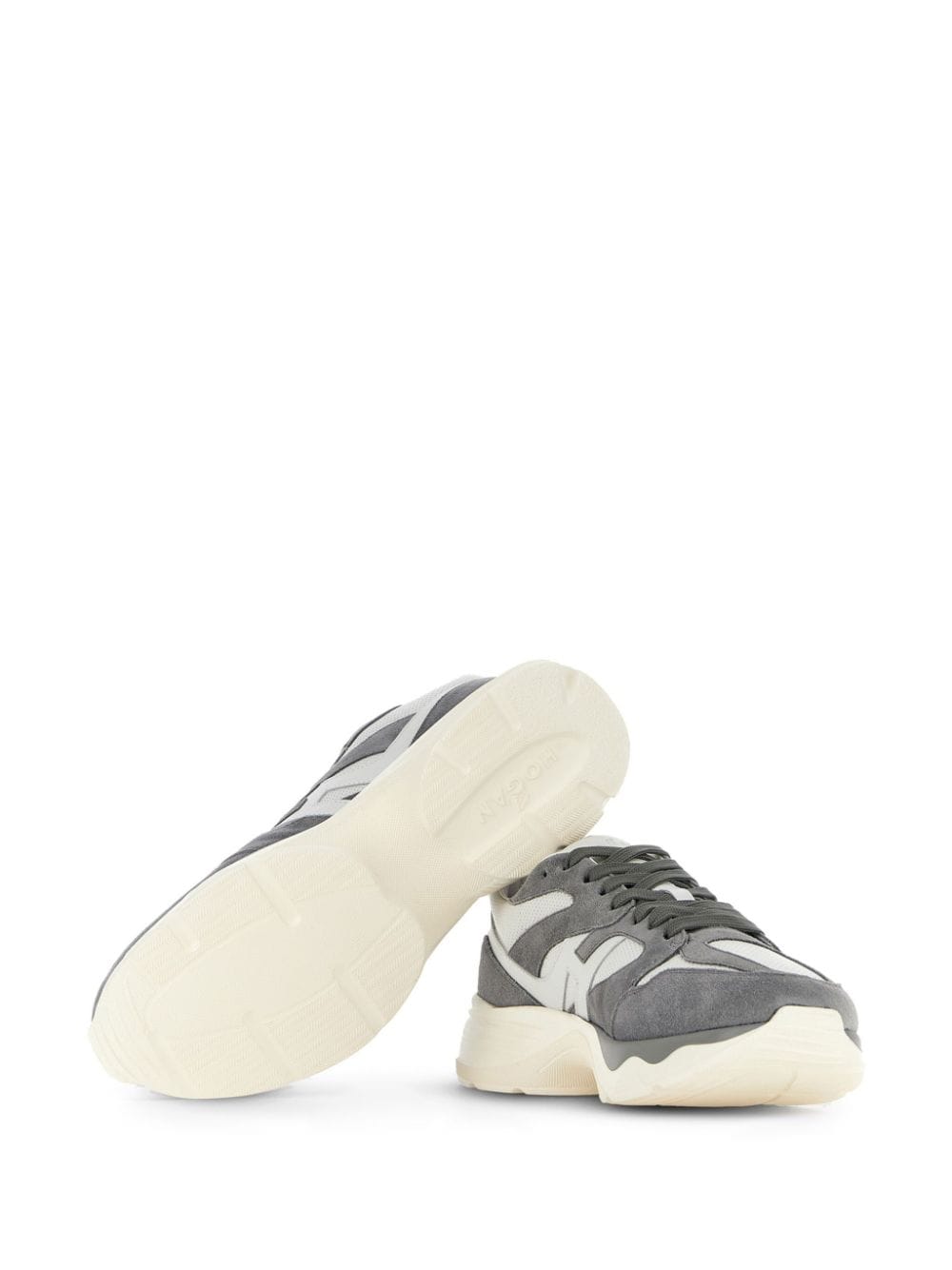 Shop Hogan Panelled Suede Sneakers In Grey