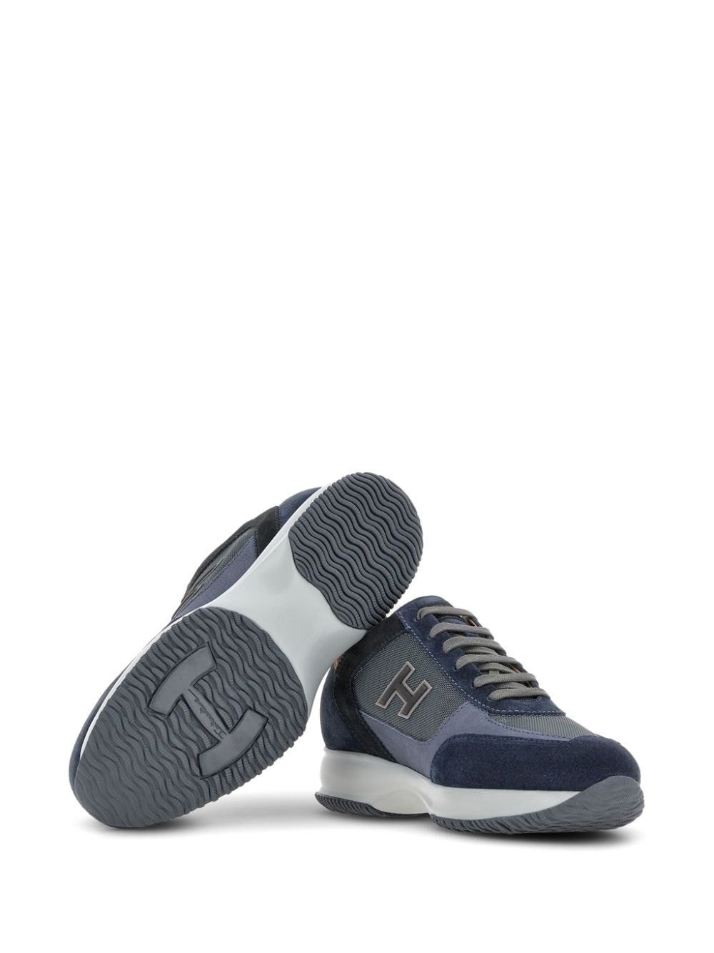 Shop Hogan Interactive H Suede Low-top Sneakers In Blue