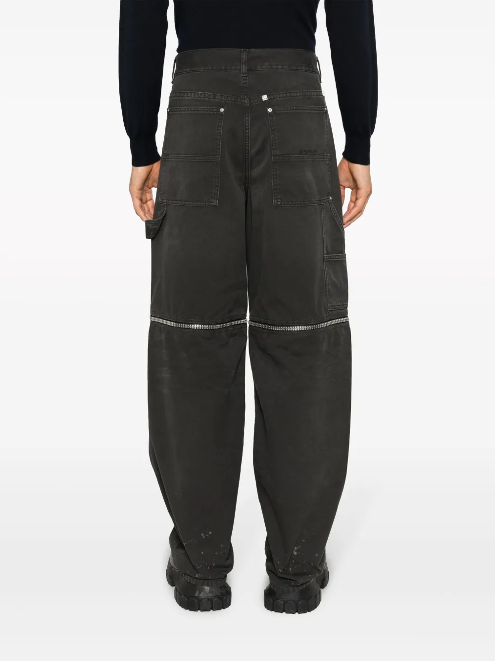 Shop Givenchy Zip-detailed Straight-cut Trousers In Black