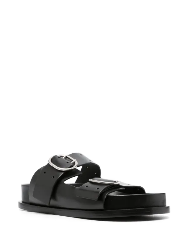 JIL SANDER ブラックサンダル Jil Sander buckle-fastening Flat Sandals | Black | FARFETCH