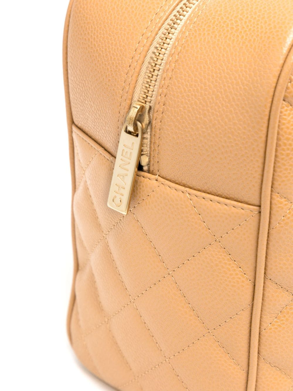Pre-owned Chanel 2003 Cc Diamond-quilted Bowling Bag In Yellow