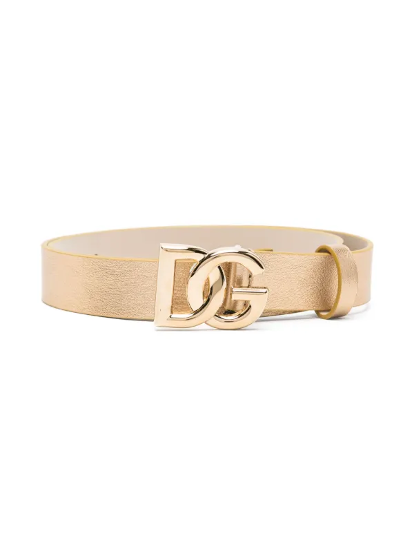 Dolce Gabbana Kids DG logo buckle Belt Gold FARFETCH BH