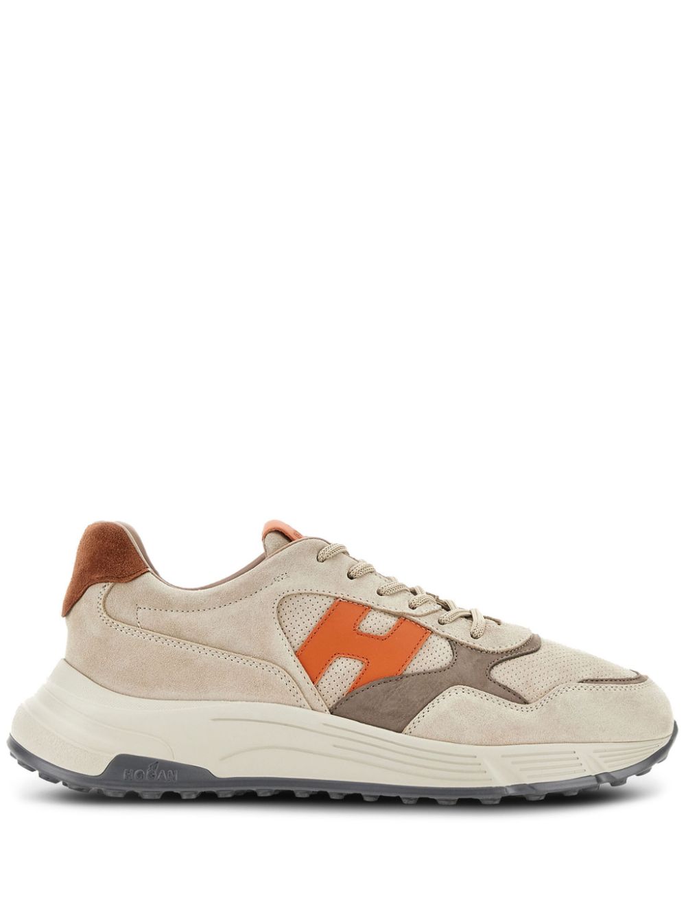 Hogan Hyperlight Lace-up Panelled Sneakers In Beige