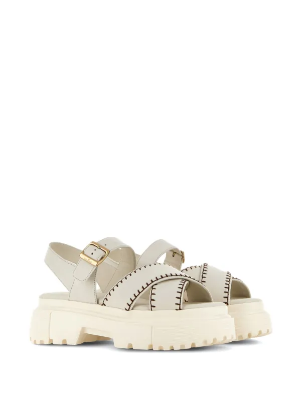 Hogan 55mm Leather Sandals | Neutrals | FARFETCH GR