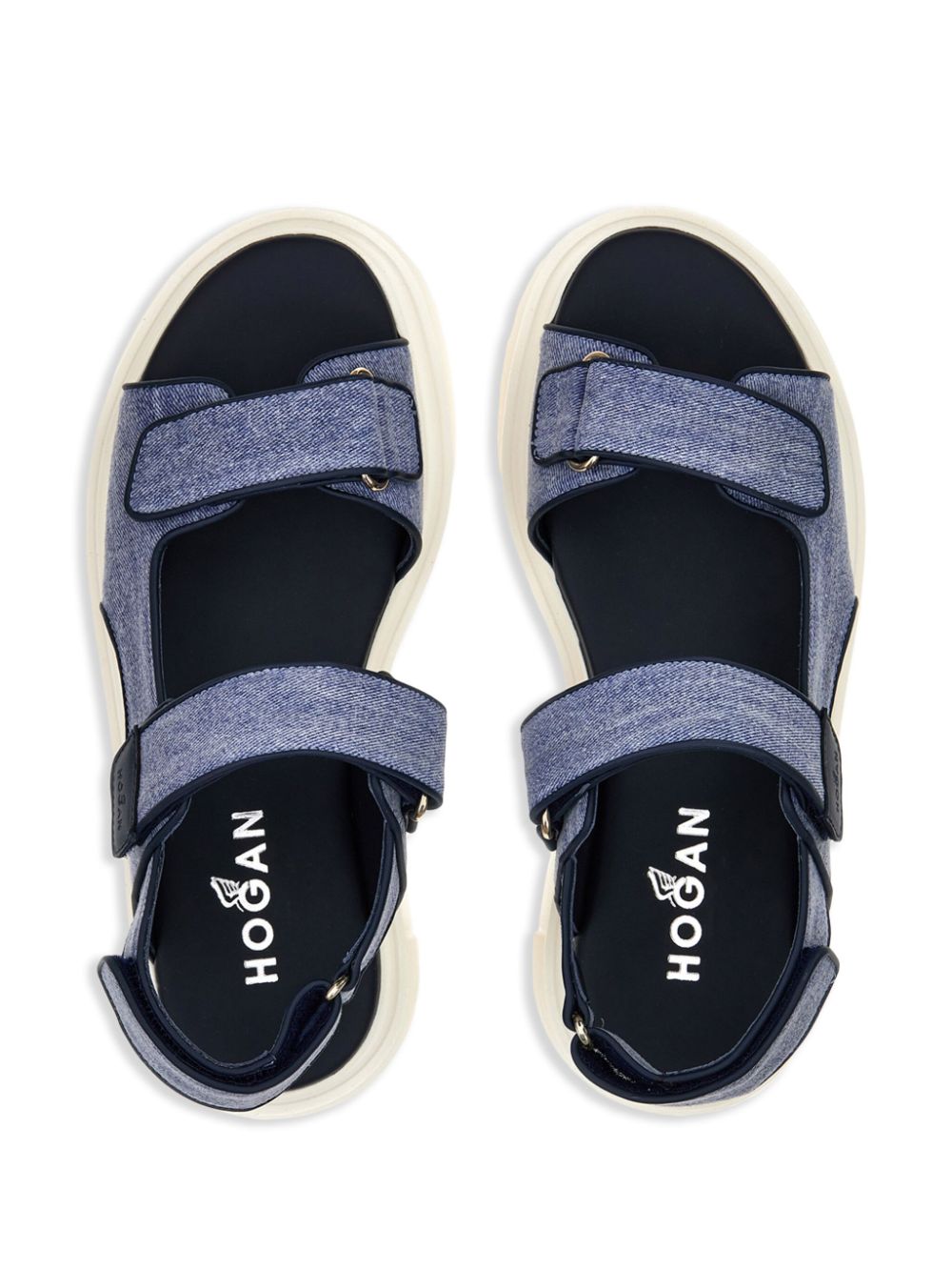 Shop Hogan H644 Denim Sandals In Blau