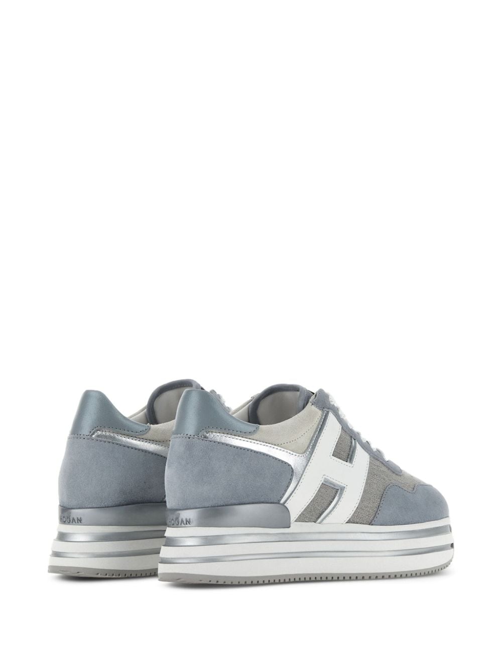 Shop Hogan H483 Leather Platform Sneakers In Blue