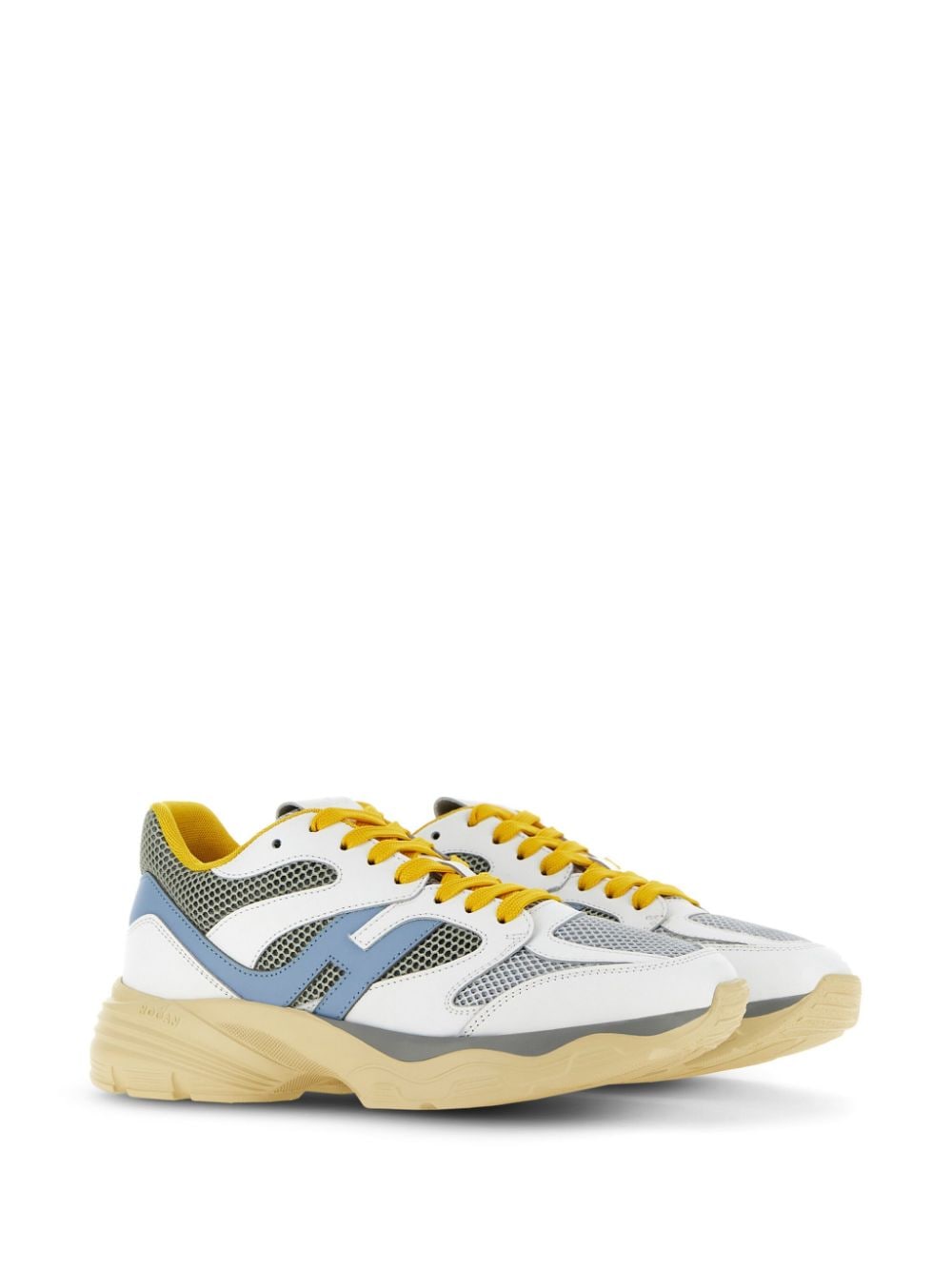 Shop Hogan Panelled Leather Sneakers In White