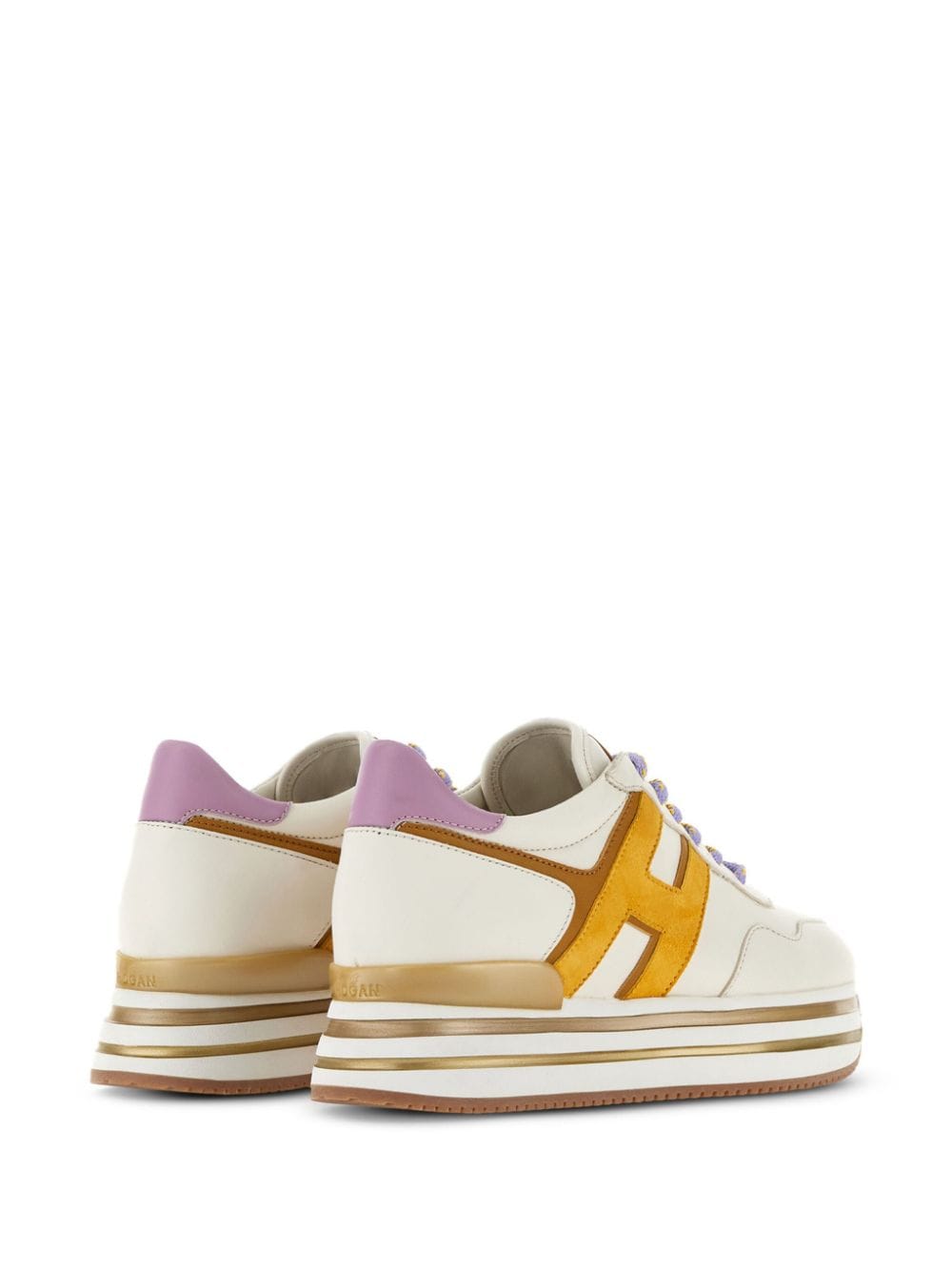 Shop Hogan H483 Leather Platform Sneakers In White