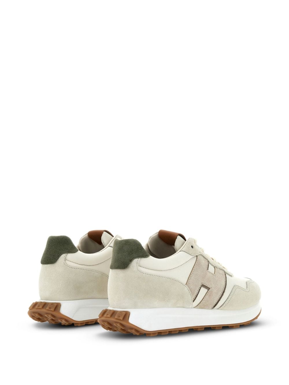 Shop Hogan H601 Panelled Suede Sneakers In Neutrals