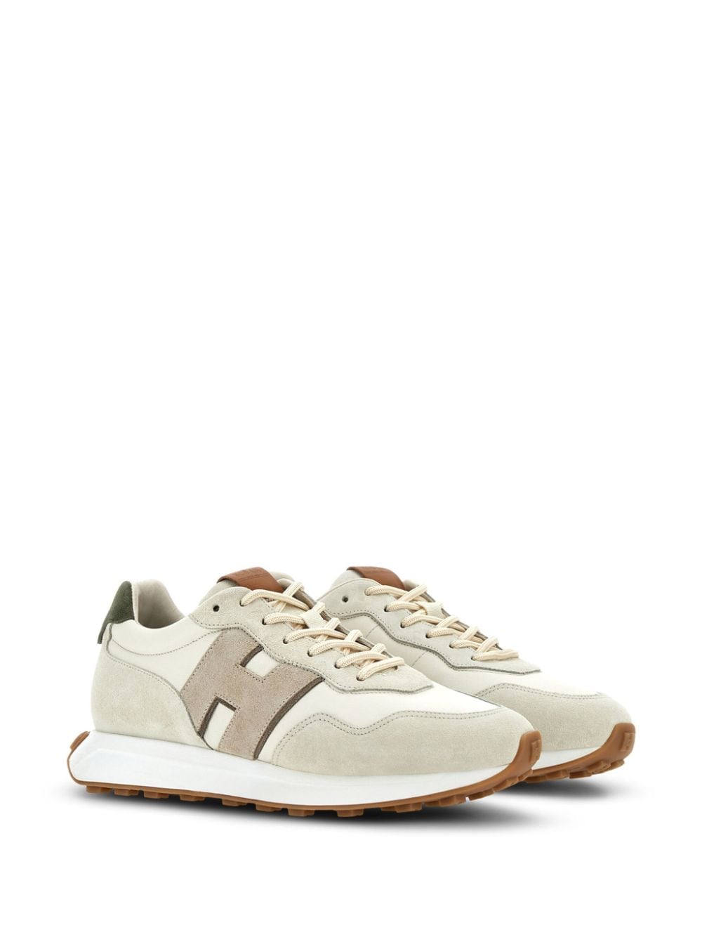 Shop Hogan H601 Panelled Suede Sneakers In Neutrals