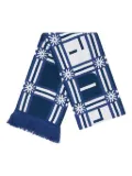 RASSVET geometric-pattern fringed scarf - Blue
