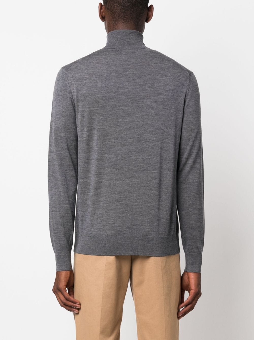 Shop Ballantyne Roll-neck Fine-knit Jumper In Grey