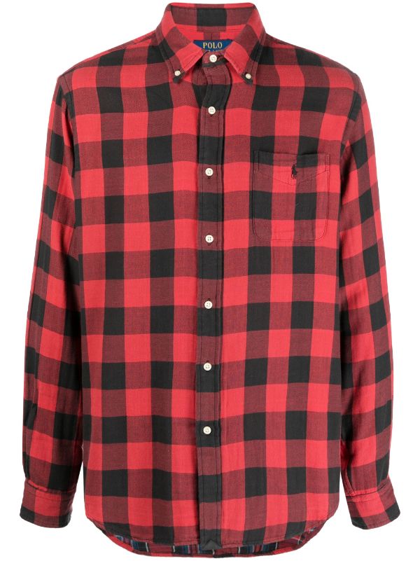 Polo Ralph Lauren buffalo check pattern button down Shirt Red FARFETCH UK