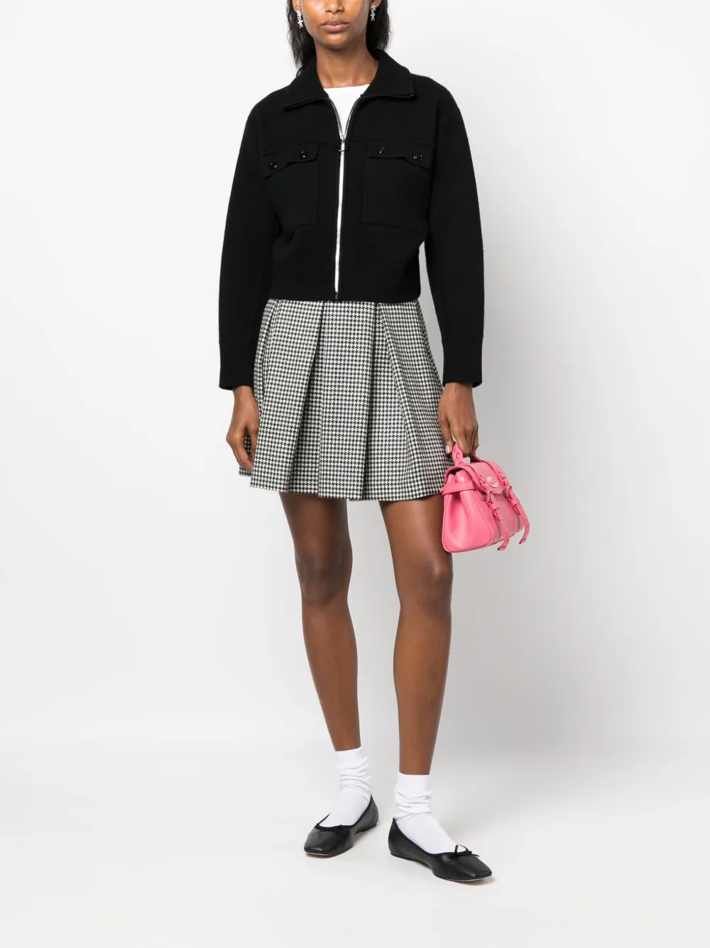 Lardini Mini-plooirok met pied-de-poule print - Zwart