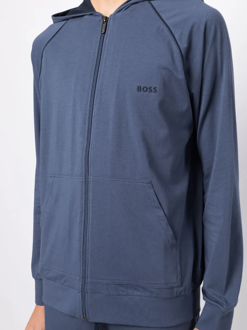 BOSS Hoodie met geborduurd logo Blauw