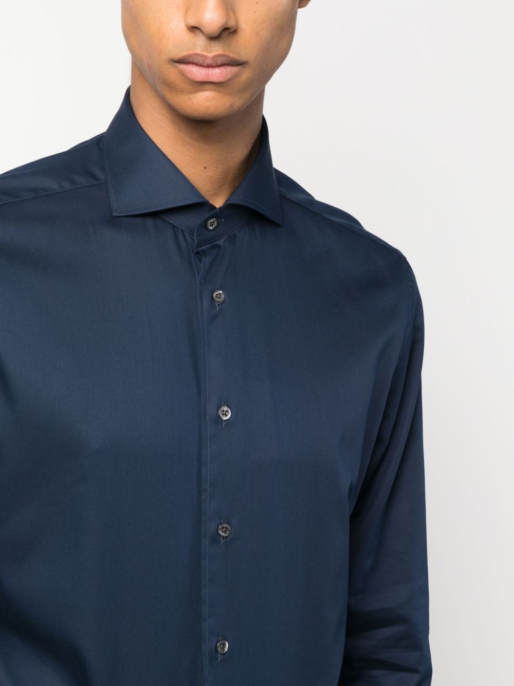 Shop Corneliani Long-sleeve Cotton Shirt In Blue