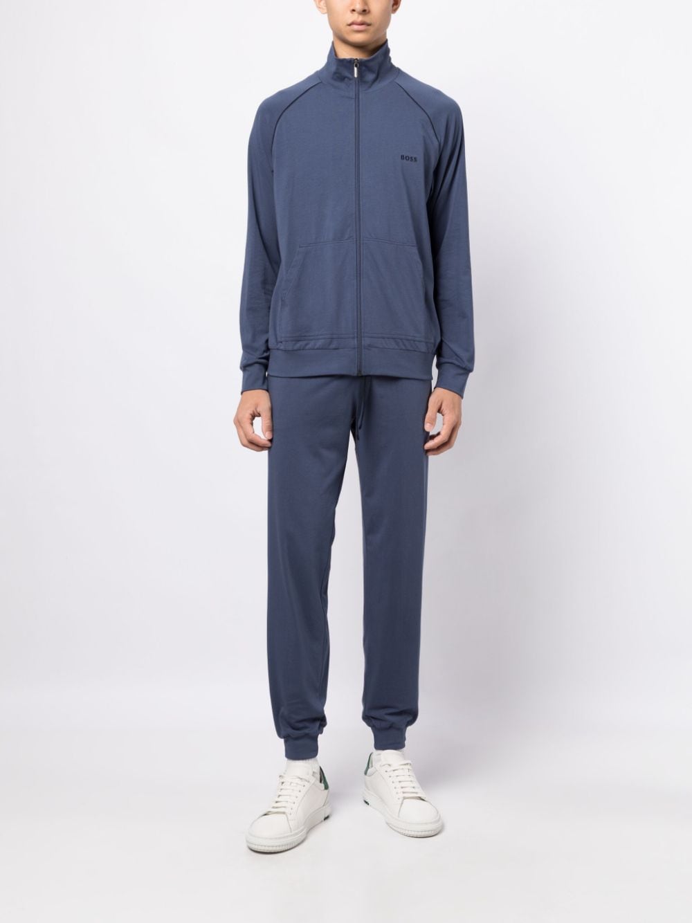 Shop Hugo Boss Drawstring-waist Cotton Track Pants In Blue
