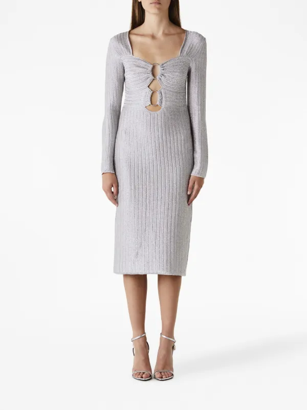 TOM FORD cut-out Detailing ribbed-knit Dress | Grey | FARFETCH