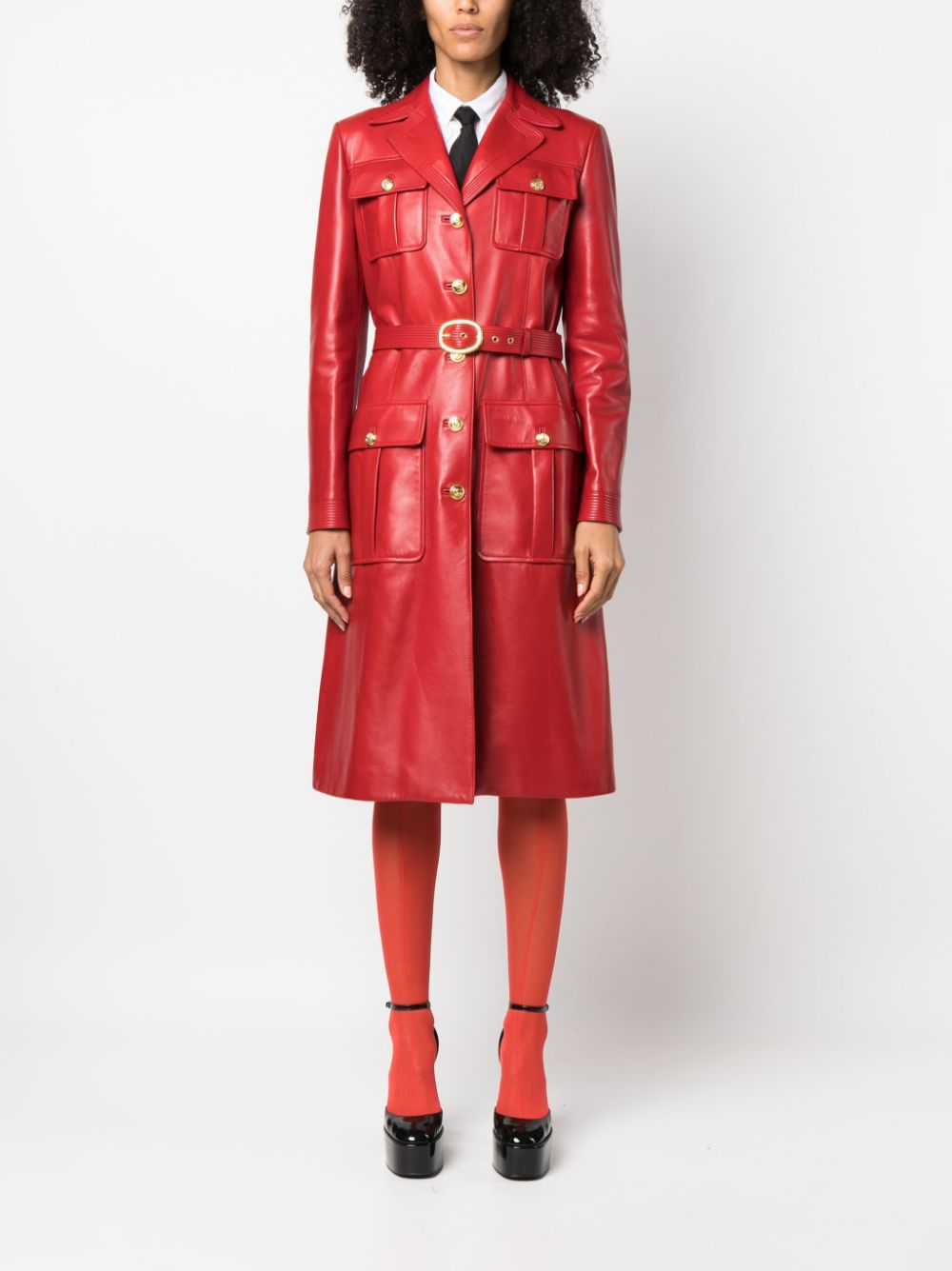 Gucci Belted Leather Trench Coat - Farfetch