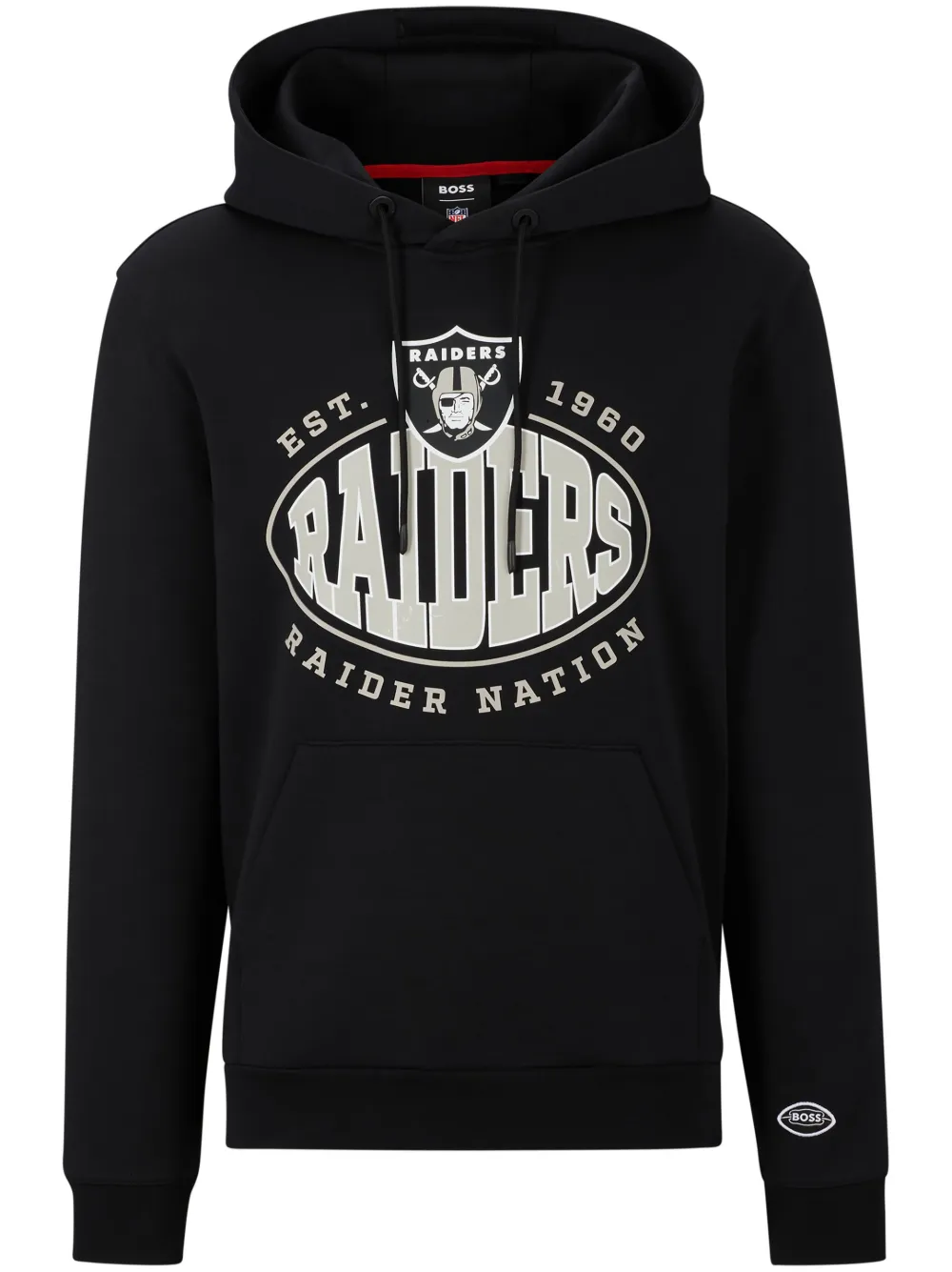 Hugo Boss Boss X Nfl Cotton-blend Hoodie With Collaborative Branding In Black
