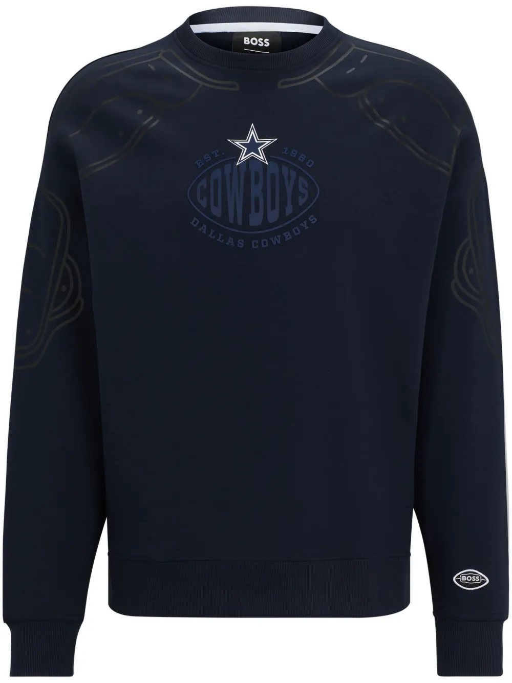 Hugo Boss Boss X Nfl Cotton-blend Sweatshirt With Collaborative Branding In Blue