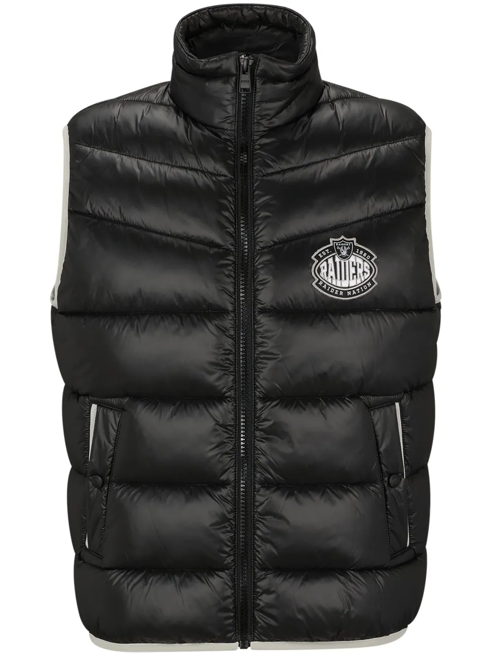 Hugo Boss Boss X Nfl Water-repellent Padded Gilet With Collaborative Branding In Black