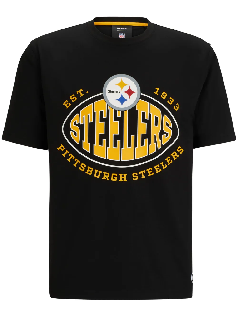 Hugo Boss Boss X Nfl Stretch-cotton T-shirt With Collaborative Branding In Black