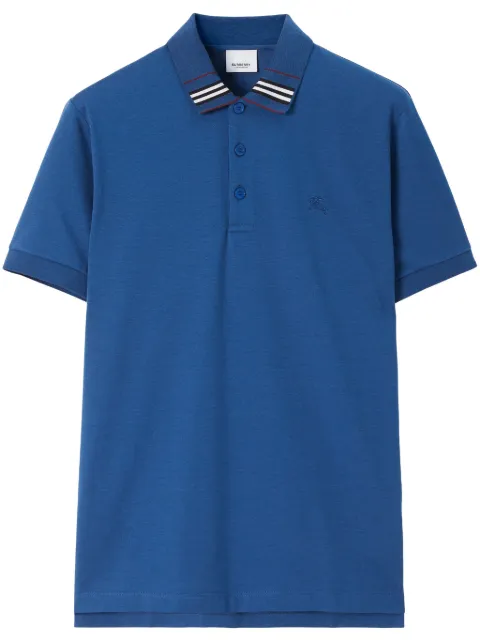 Burberry EKD-embroidered cotton-silk polo shirt