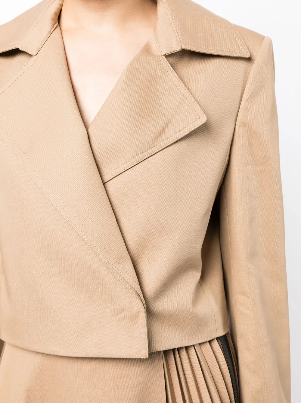 Juun.J notched-lapel Cropped Jacket | Brown | FARFETCH